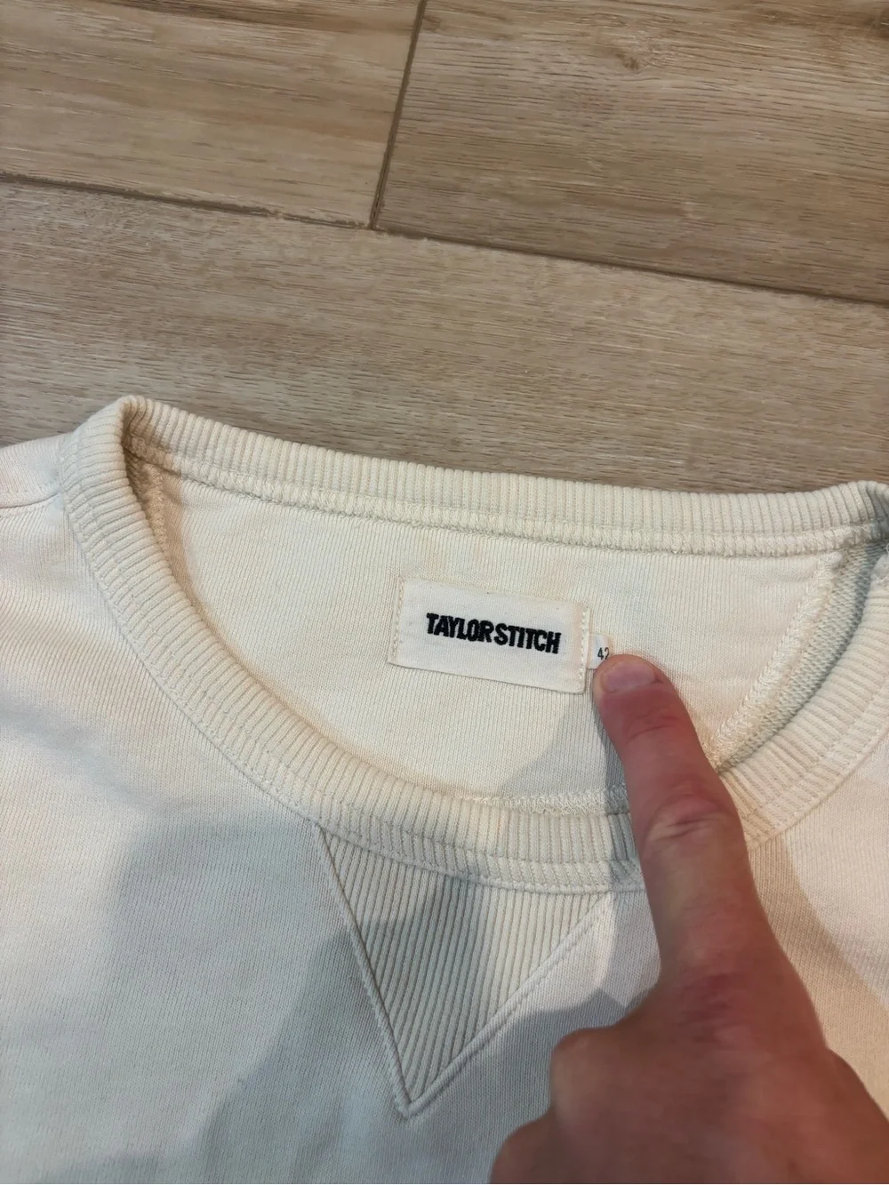 Taylor Stitch Sweatshirt Mens 42 Large L Natural Cream Organic Cotton Hemp Crew - Picture 3 of 9